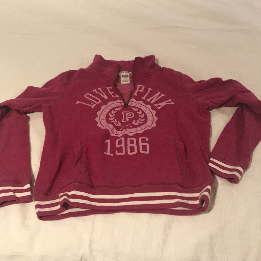 Pink 3/4 zip pull up- sz med Super comfy